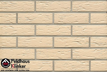 Клинкерная плитка Feldhaus Klinker R140NF14 "perla senso", кремово-белая с оттенками, с плоской отде
