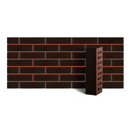 ЛСР "Рейкьявик" чёрный гладкий клинкер фасадный М-300, 250х85х65мм, 2,5 кг/шт,  480 шт/под,